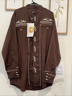 Diamond Supply Co. Brown Western-Style Embroidered Shirt Jacket